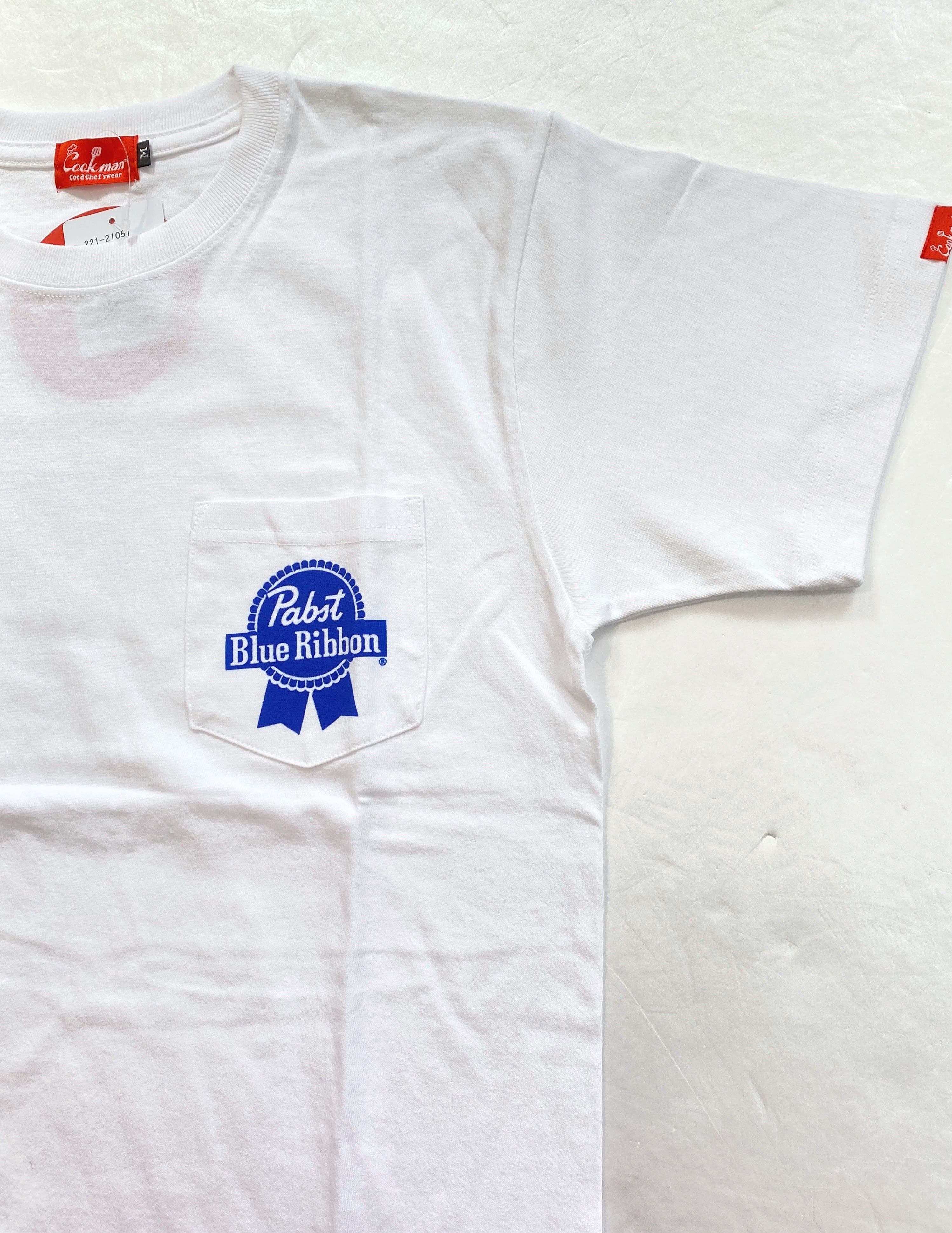 送料無料】COOK MAN Pabst Ribbon Beer Pocket コラボTシャツ 半袖