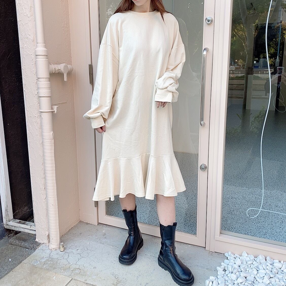 Lady sweat OP /ivory (即納商品)