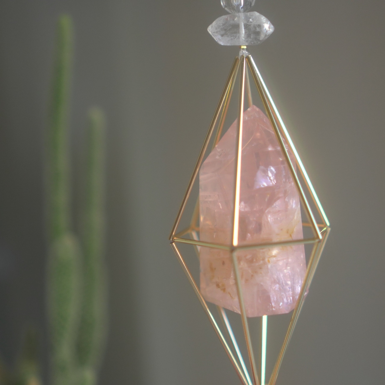 Aphrodite - Pyrite in Rose quartz with Golden healer / ジェムピラー / Gem Pillar Interior Jewelry