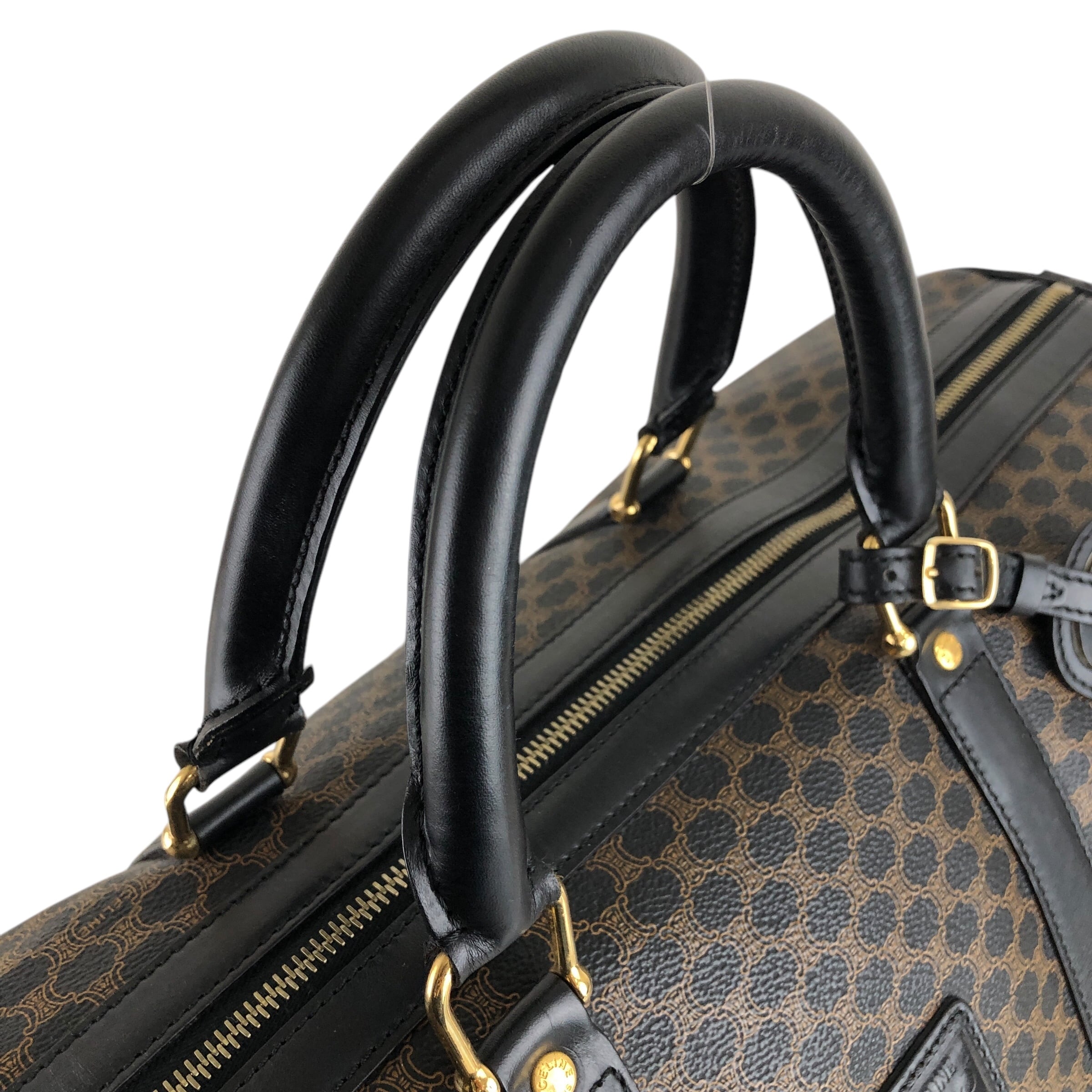 CELINE セリーヌ マカダム ボストンバッグ ブラック ブラゾン型押し