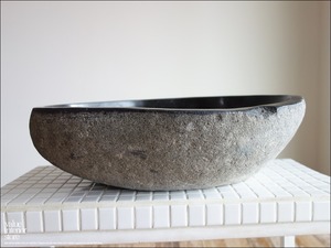 手洗鉢 自然石 洗面ボウルL-A96 洗面器 手洗いボウル 手洗い器 ウォッシュボウル 洗面資材 洗面材料  W49.5 x D42 x H14.5cm idawash