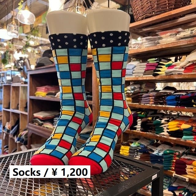 TOPANGA SOCKS Men's　アートなチェック柄ソックス