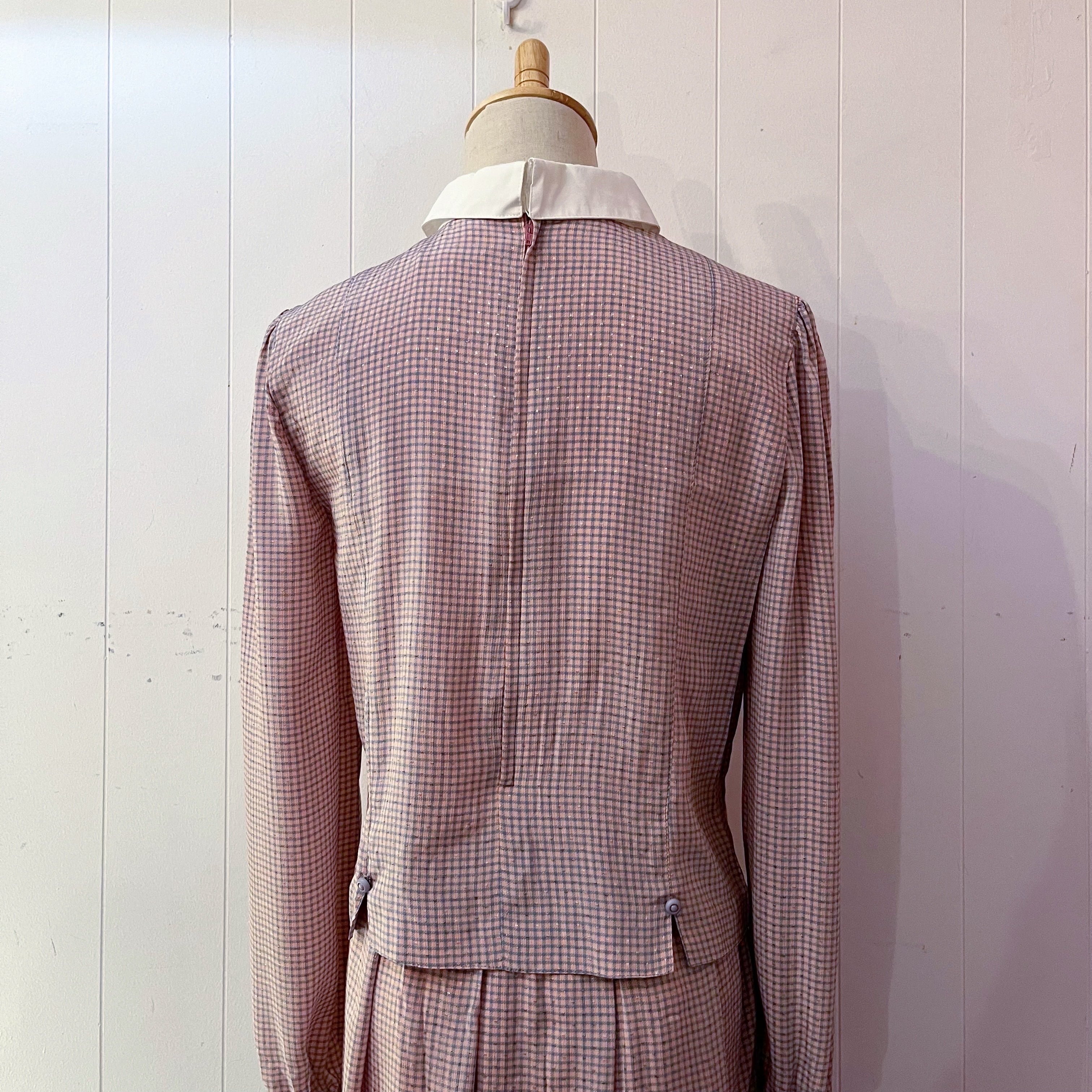 pink check separate one-piece