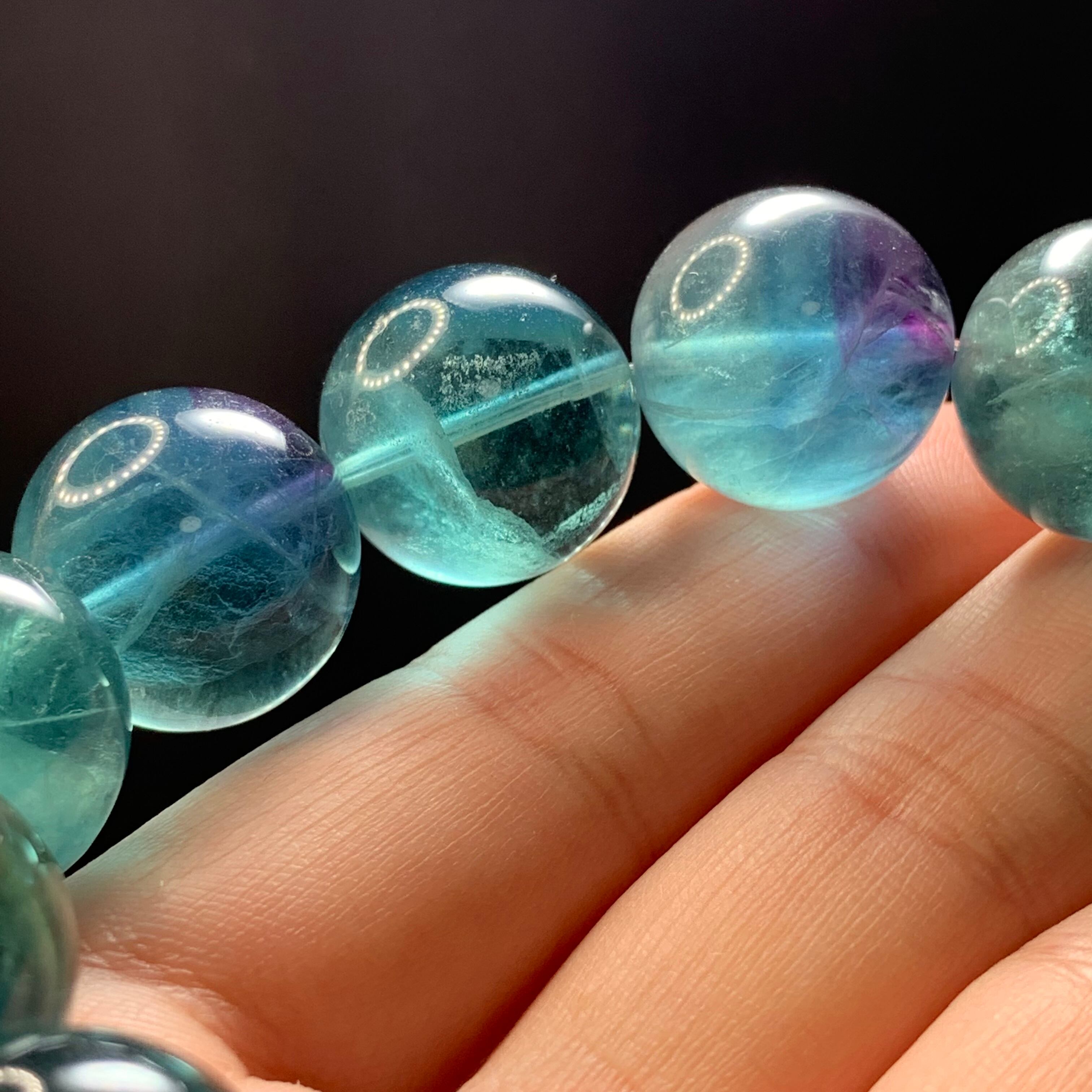 希少な大玉！前後約17.5~18mm 大玉フローライト ブレスレット