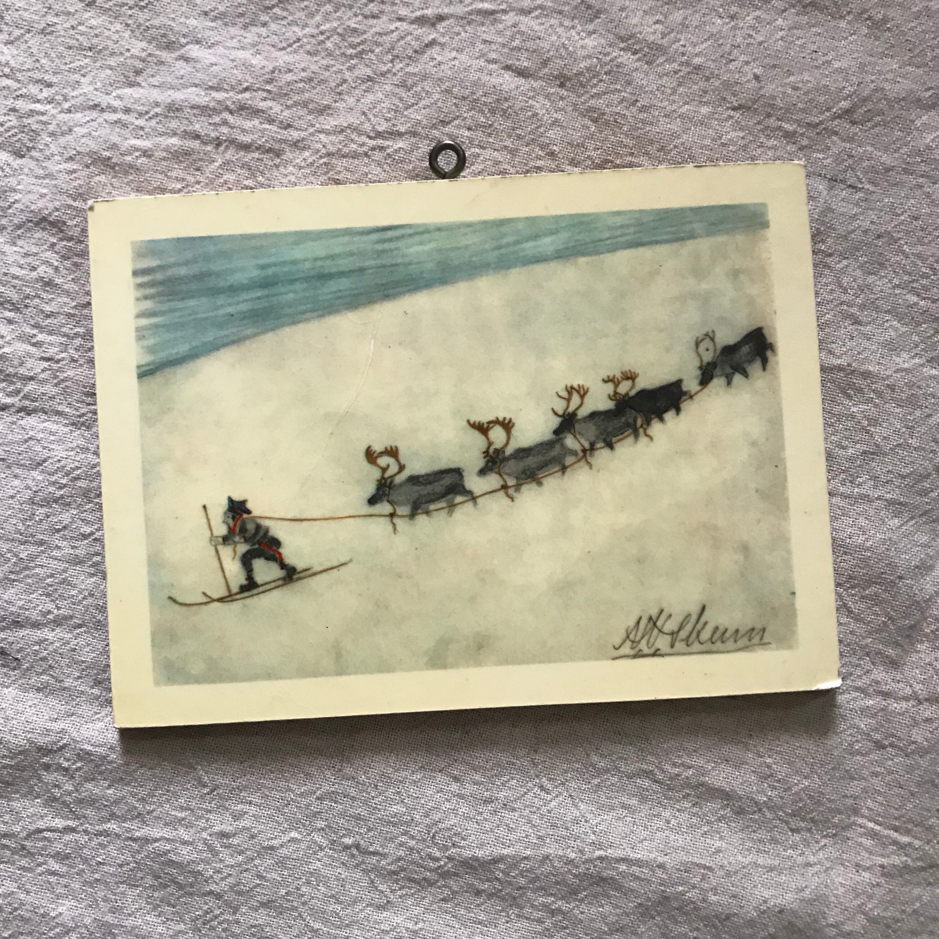 雪原にトナカイの壁掛け