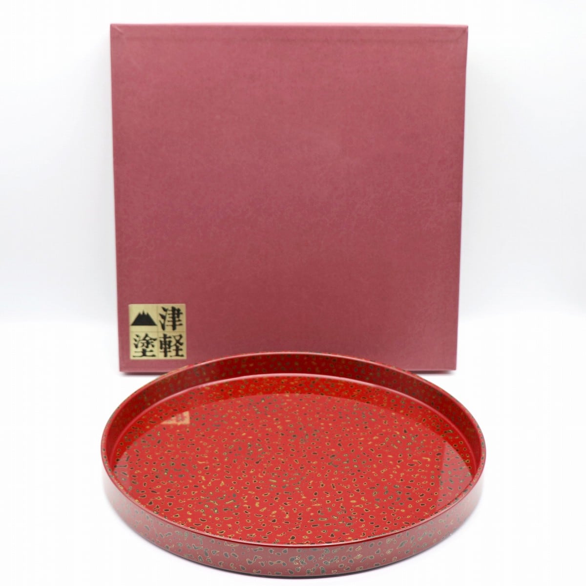 津軽塗（唐塗）バカ塗り・漆器お盆・丸盆・No.221031-04・梱包サイズ80