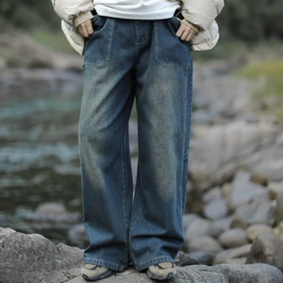 ワイドレッグデニムパンツ J0204