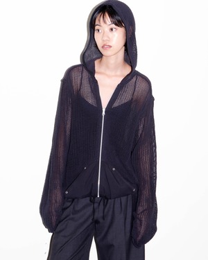 1990s cotton mesh zip-up hoodie