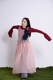 bi-tone frill strap Navy×White