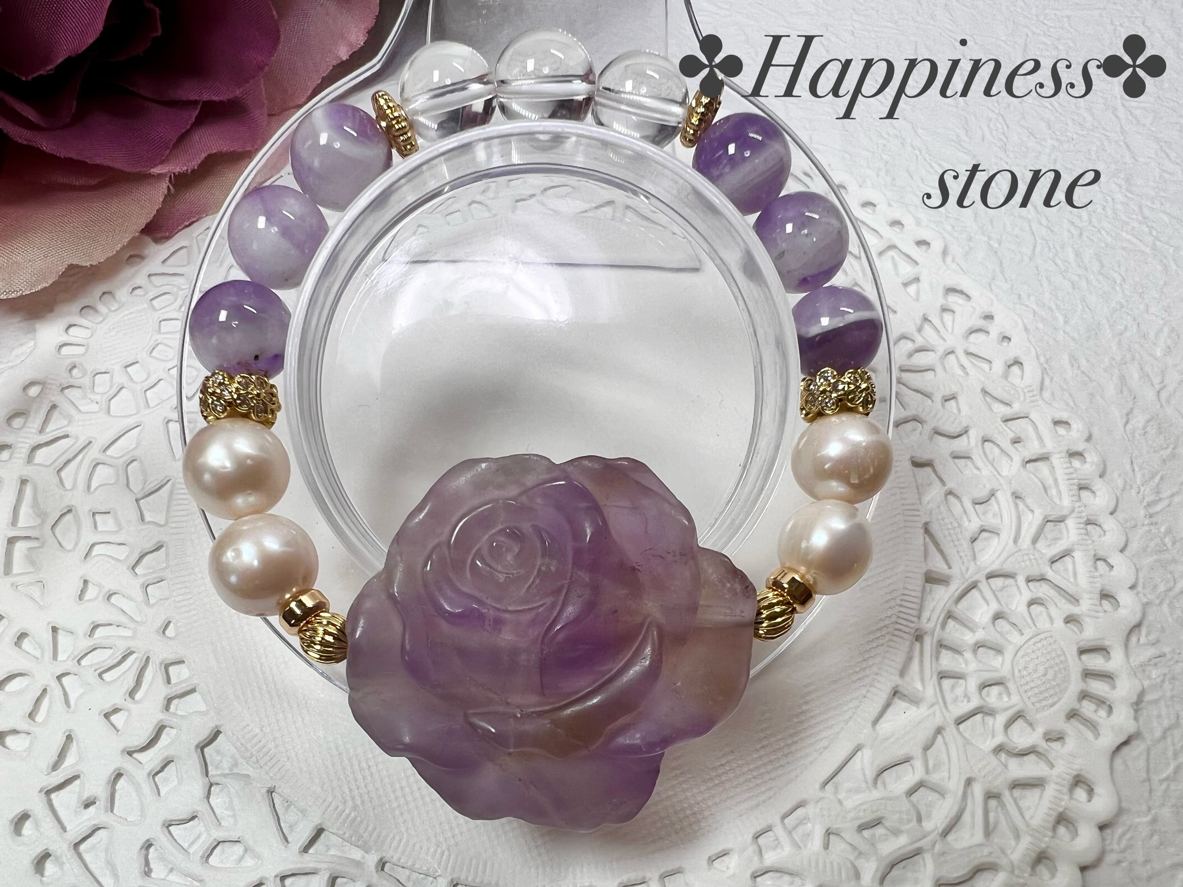 【アメジスト 薔薇ブレスレット❁】◆送料無料◆天然石 パワーストーン