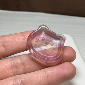 28.可愛い猫顔☆フローライト猫皿