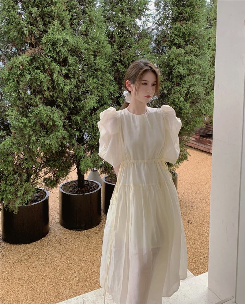 ドレス サマー薄手スカート ウェストスリム 大人ガーリー スウィート キュート カジュアル 夏物 ブラックストロベリース17258038863