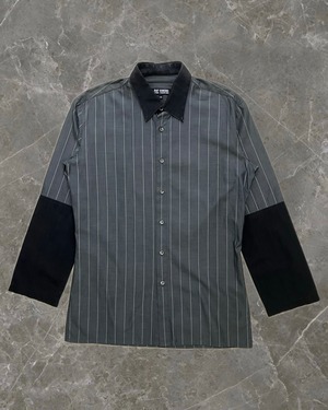 "RAFSIMONS 03SS" arm cut back design stripe shirt