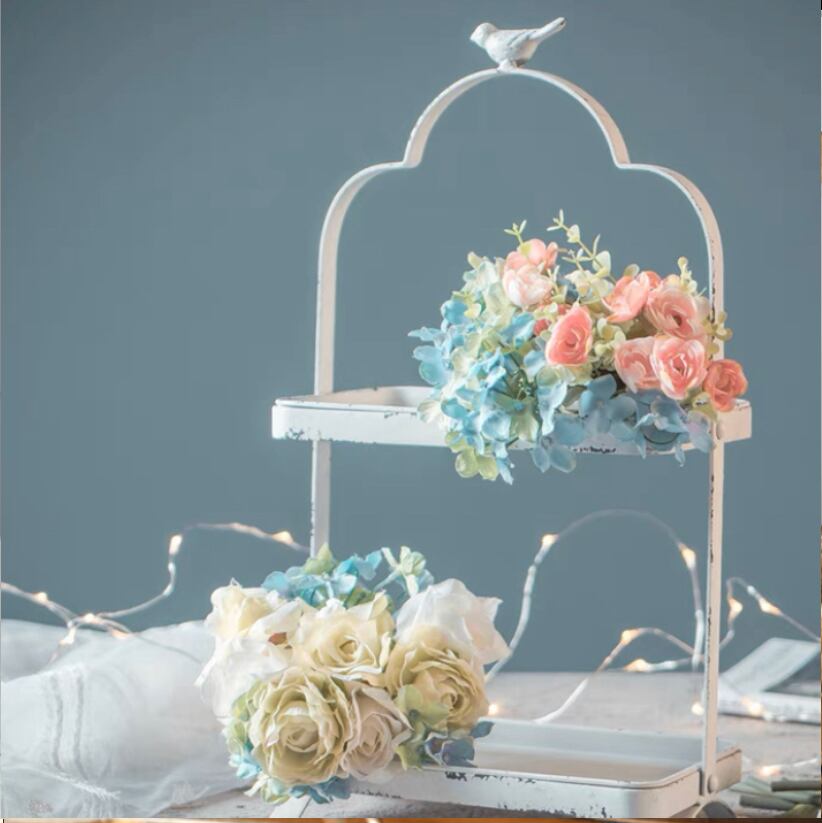 bird design antique display 2step stand【m192】