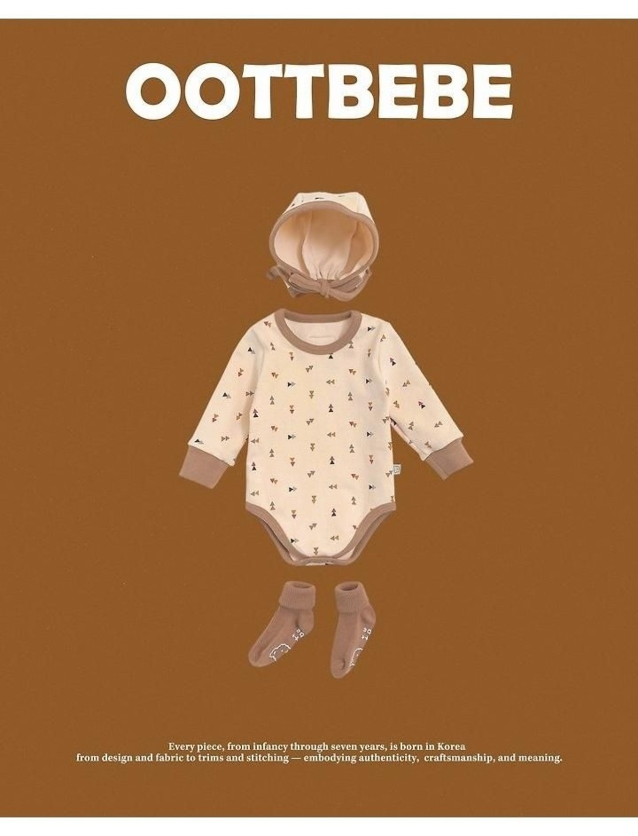 韓国子供服 / 26winter / oottbebe / さんかくしかくベビースーツ(ボンネットセット) / ベビー / 冬服 *S~M*