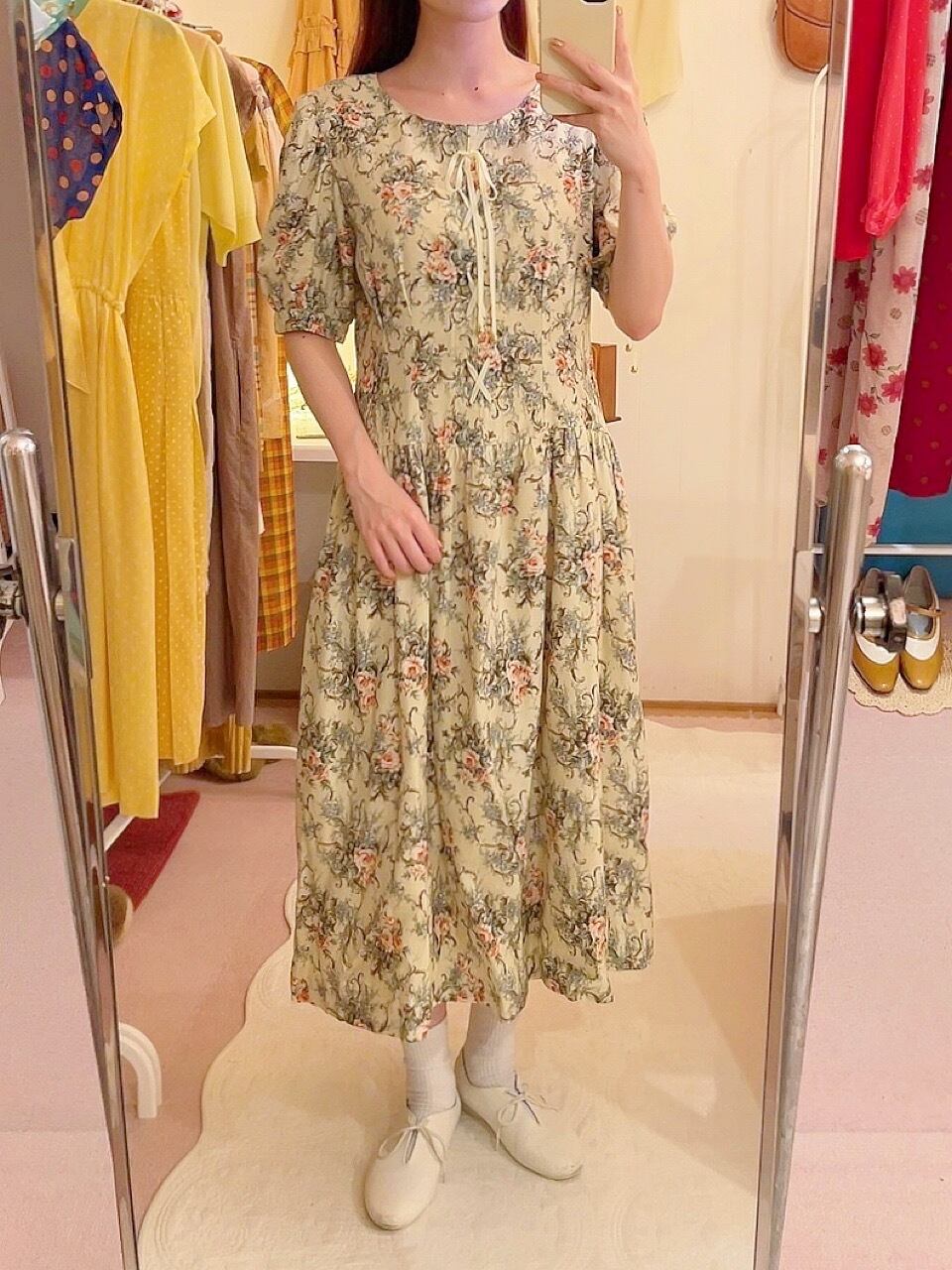 high laced shoes ribbon rose one-piece