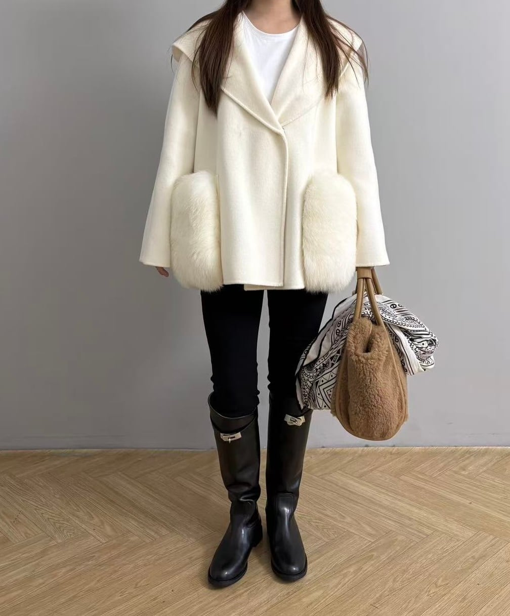 ポケットファーフード付コート