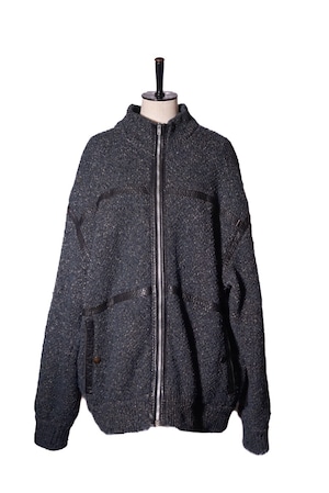 ITALY 1980’s J.C de CASTELBAJAC pour ICEBERG leather switching design zip up jacket