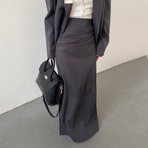 ハイウエストダークストライプスリットロングスカート　LT0020031