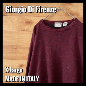 【Giorgio Di Firenze】イタリア製 ニット セーター 総柄 クルーネック X-Large MADE IN ITALY EU古着 ヨーロッパ古着