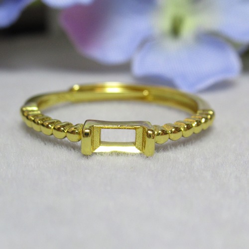 5×3㎜  レクタングル  2爪 ミルライン  S925 リング台 YG