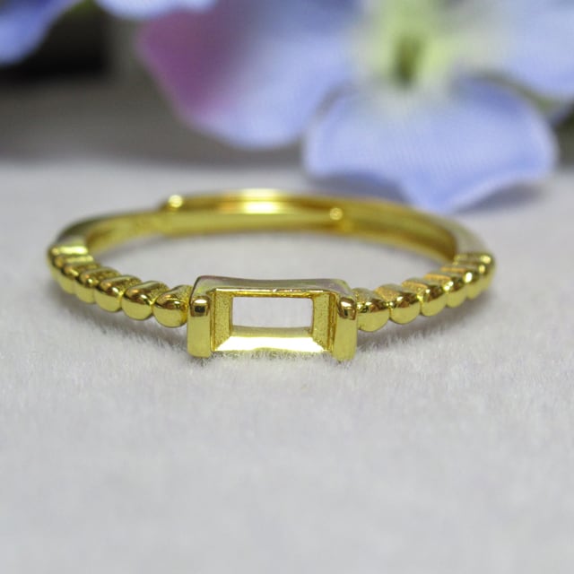 5×3㎜ レクタングル 2爪 ミルライン S925 リング台 YG