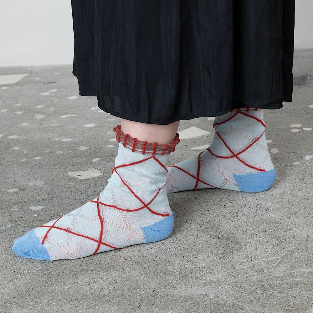 TRICOTÉ /【23-25cm】cross plaid socks TR61SO041