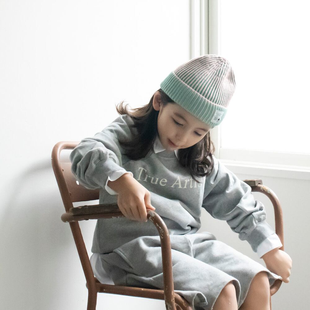 ニットキャップ【ストライプグリーン】52cm ブランド 子供 帽子 男の子