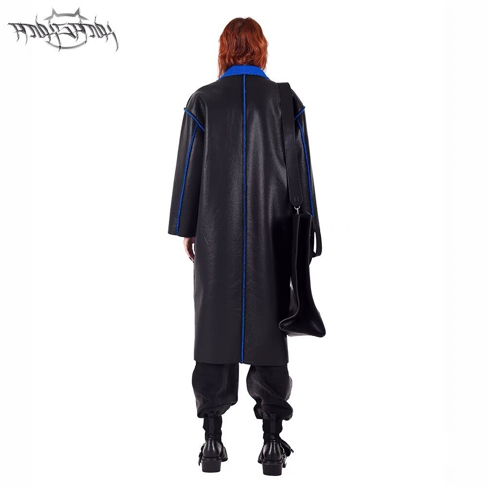 リバーシブル】黒 青 アウター ジャケット コート ワンピース ワイルド