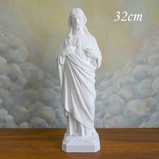 イエズスの聖心像【32cm】室内用白色仕上げ