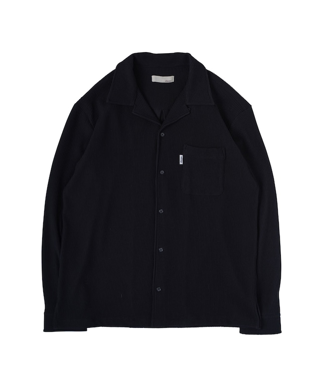 【#Re:room】STRETCH PLEATS OPEN COLLAR LONG SLEEVE SHIRTS［RES090］