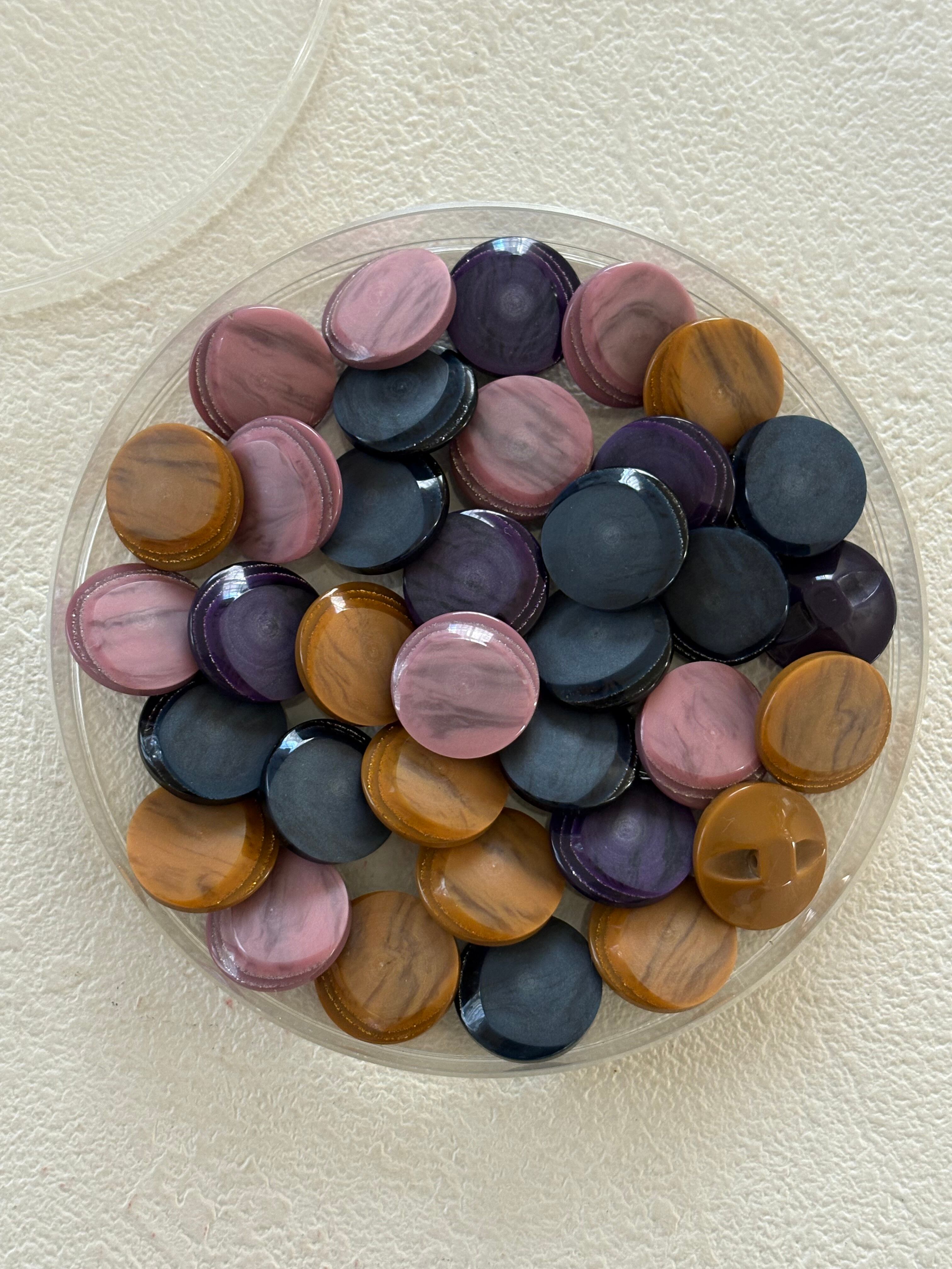 Japanese Vintage ボタン 14mm マーブル調 グリッター レトロ アクセサリーパーツ 装飾材 カルトナージュ