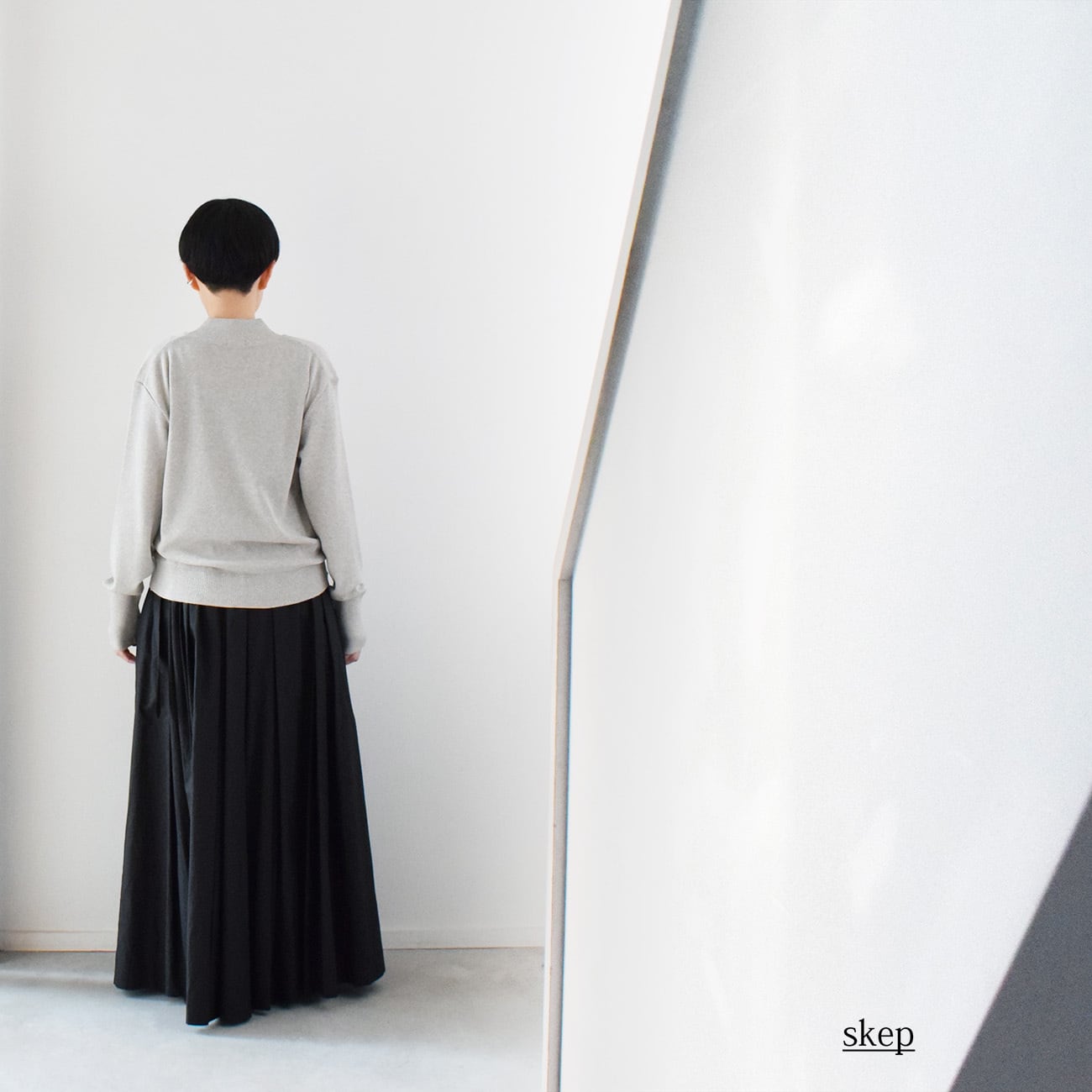 コットンボリュームギャザースカート：黒［SK19LSBK］ | skep-online shop
