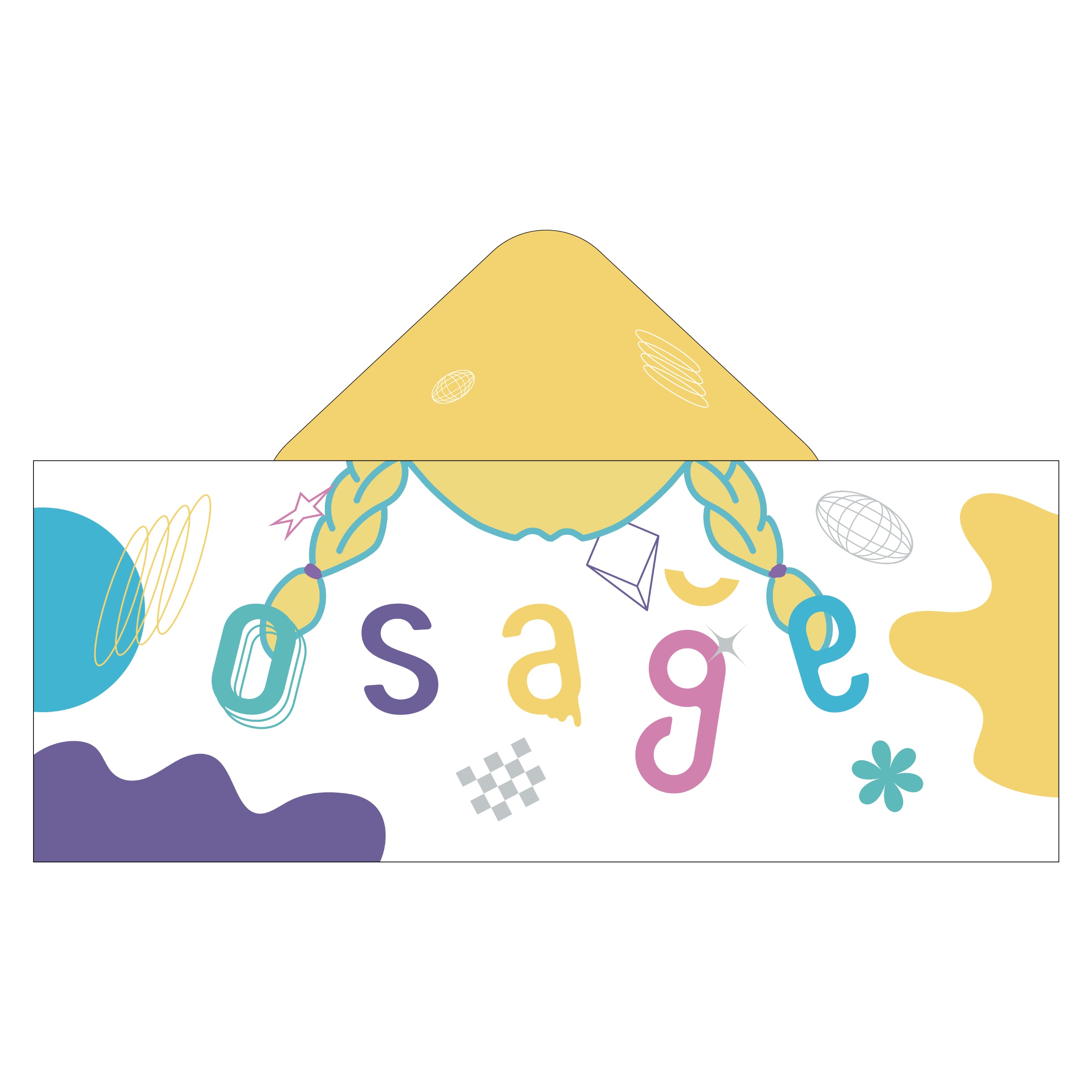 おさげ髪フード付きタオル