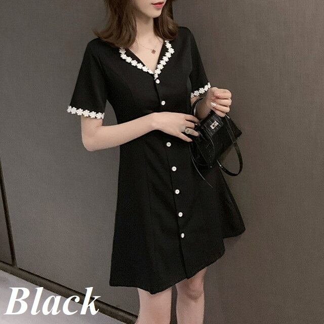 大きいサイズのレディース 2色 夏新作大きいサイズ 前ボタンワンピース フロントボタンワンピース Aライン ワンピース 半袖 ワンピース レディース 膝上ワンピース 襟つきワンピース ワンピース 花柄レース 大きいサイズのレディースワンピース ガーリー デート服 P6847