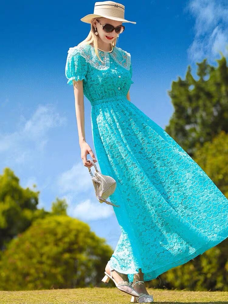 【美品 フラダンス衣装】スカイブルー Maunaloa ワンピース ドレス 水色 美品 フラダンス衣装】スカイブルー Maunaloa ワンピース ドレス 水色