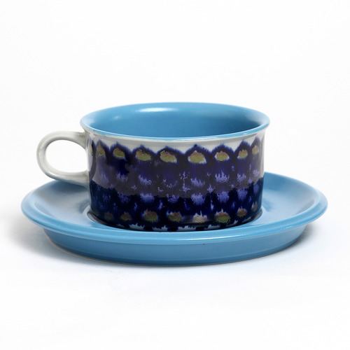 ARABIA アラビア Hilkka-Liisa Ahola ヒルッカ・リーサ・アホラ 葡萄色の玉模様のティーカップ＆ソーサー（空色） - 4 北欧ヴィンテージ