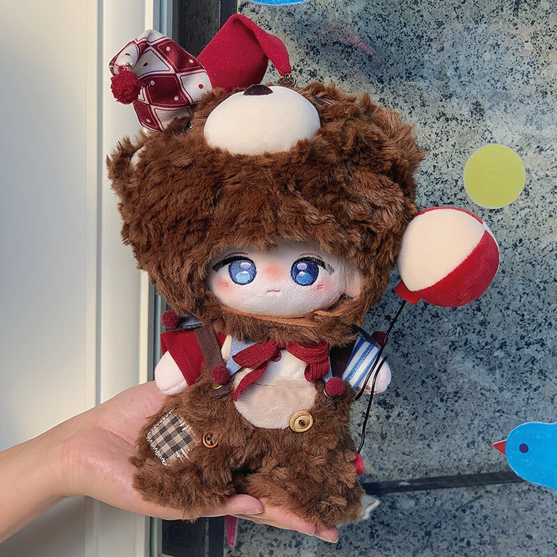 【Germany Vintage】ぬいぐるみ　ベア　サロペット 帽子 20cmぬいぐるみ用 トップス+襟+ベアサロペット+ベア帽子+ピエロ帽子+