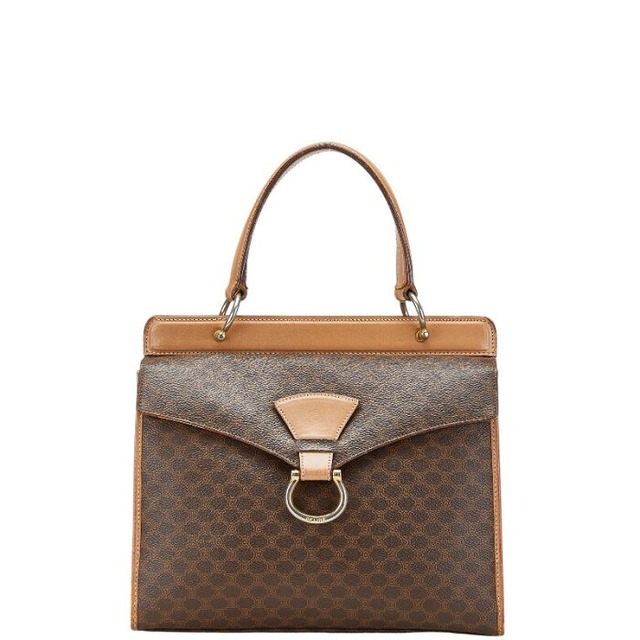 セリーヌ マカダム ハンドバッグ ブラウン PVC レザー レディース CELINE 【中古】