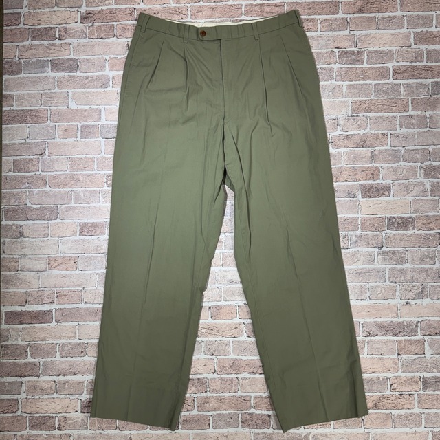 1990s BURBERRY COTTON SLACKS 2PLEATS KHAKI