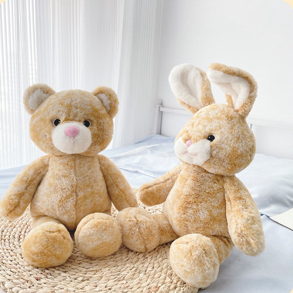 ふわふわイエローくまうさぎぬいぐるみ 赤ちゃんファーストトイ 40cm