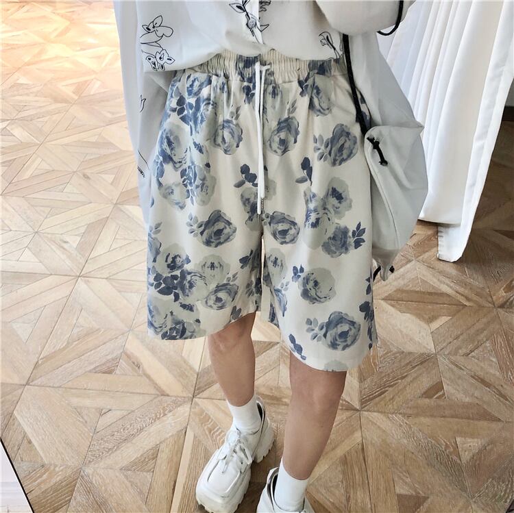 サマールーズショーツ スタンダードフローラルカジュアルパンツ レディース レトロ 夏物 ブルマー 花柄 ケッペル12353165861