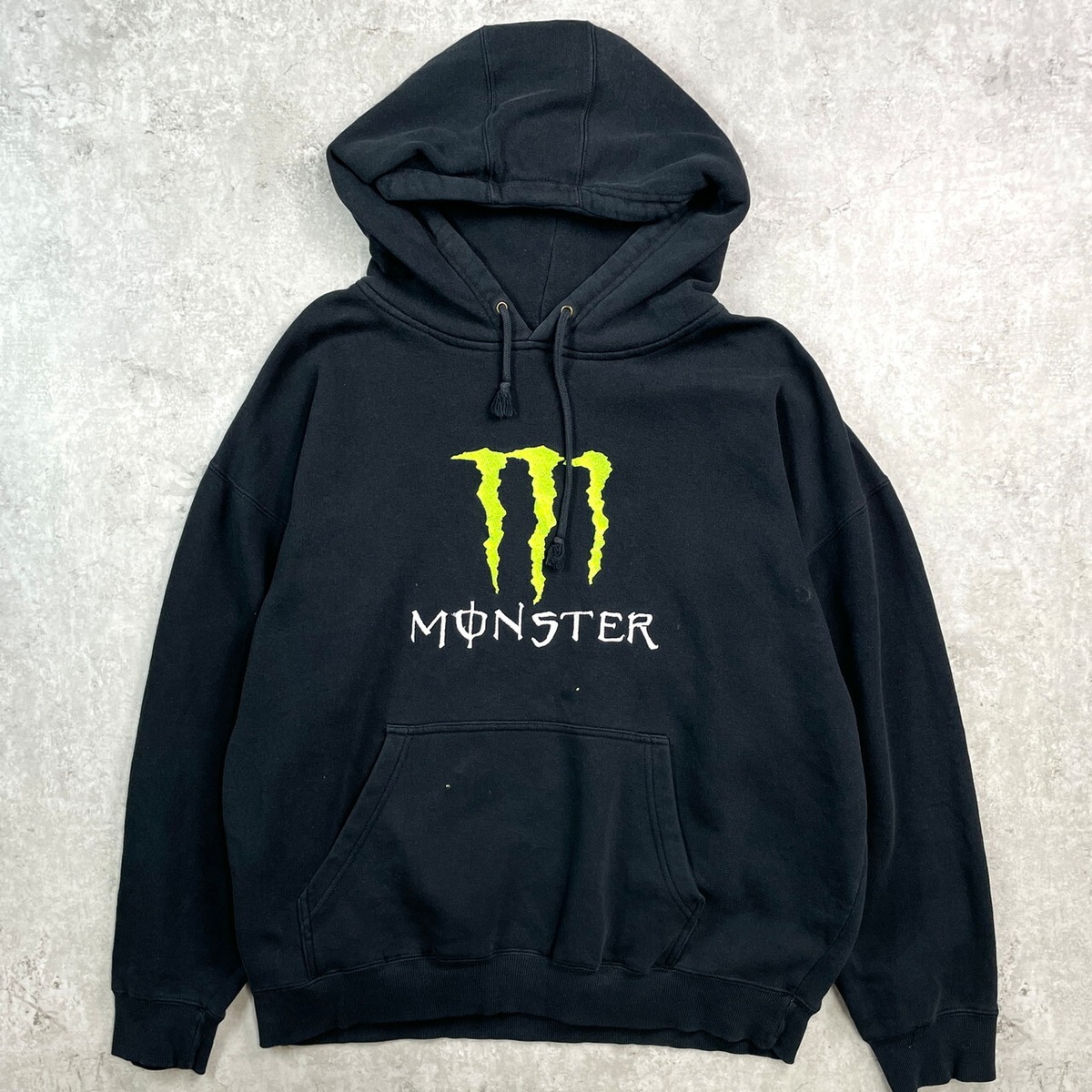MONSTER モンスター 企業ロゴ刺? スウェットパーカー メンズXL 古着 