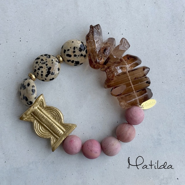 【再販】The 'Matilda' bracelet（シリシャスシスト×スモーキークォーツ×ダルメシアンジャスパー）