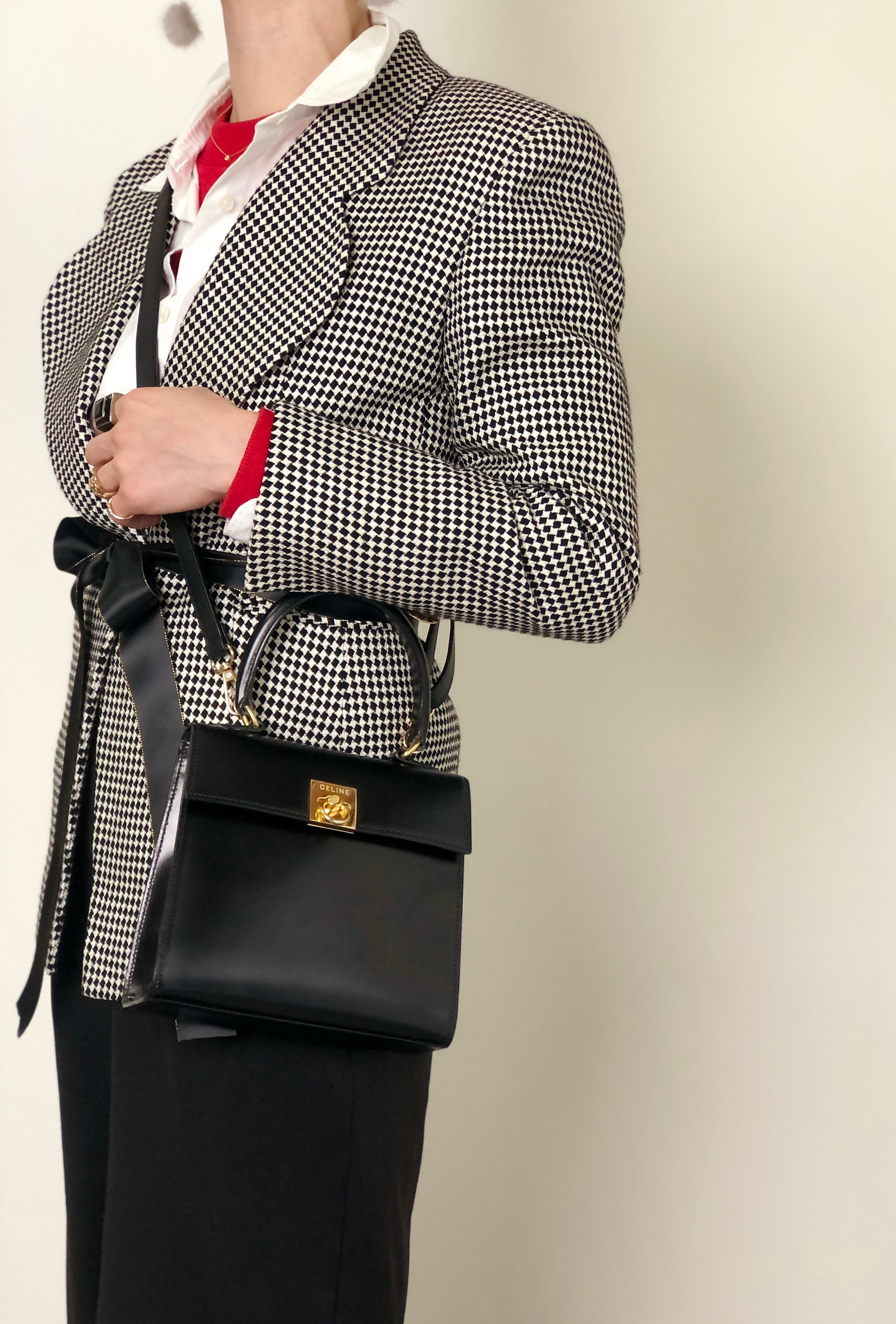 CELINE セリーヌ ショルダーバッグ ブラック ガンチーニ レザー 2way