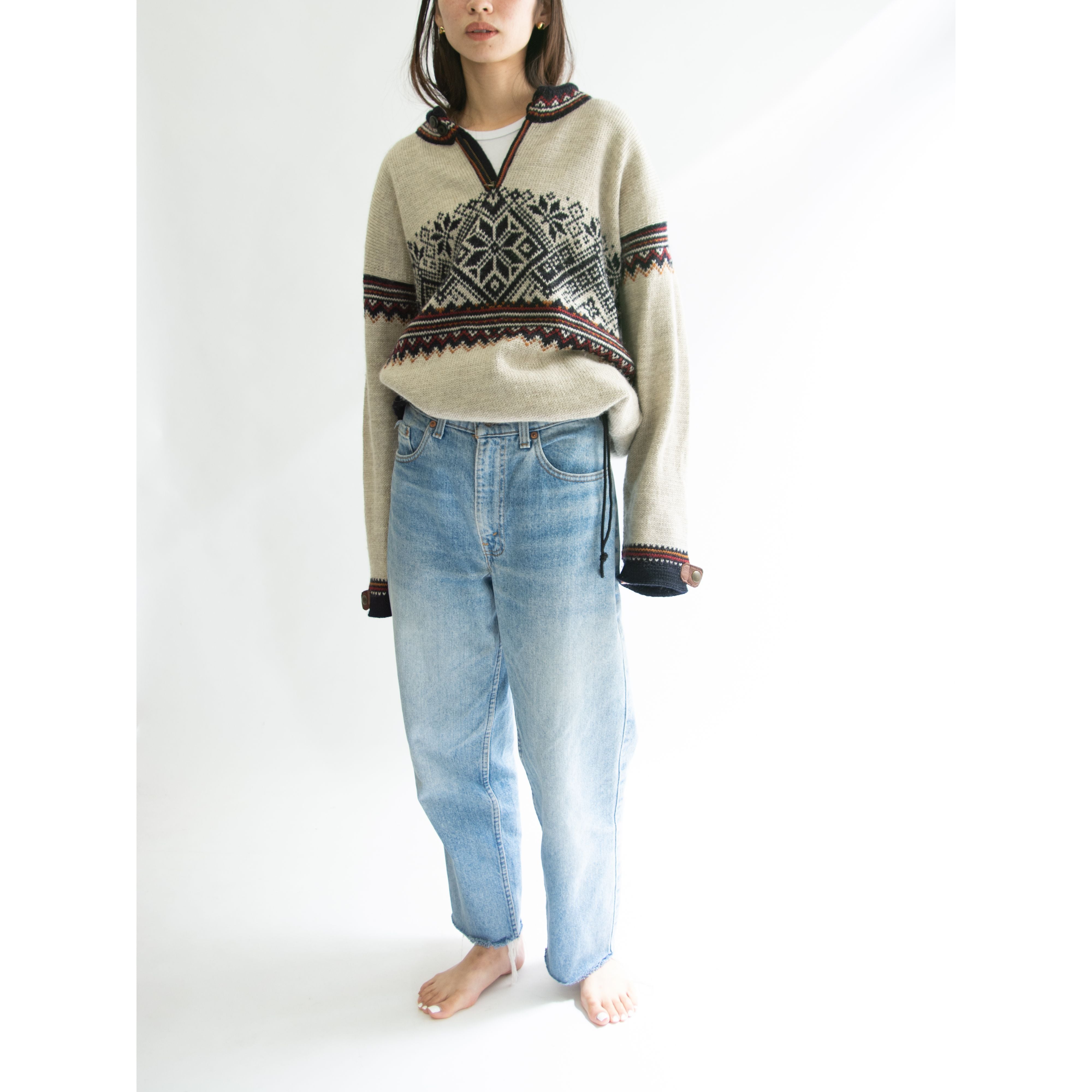 DALE OF NORWAY】Made in Norway 100% wool half zip Nordic sweater