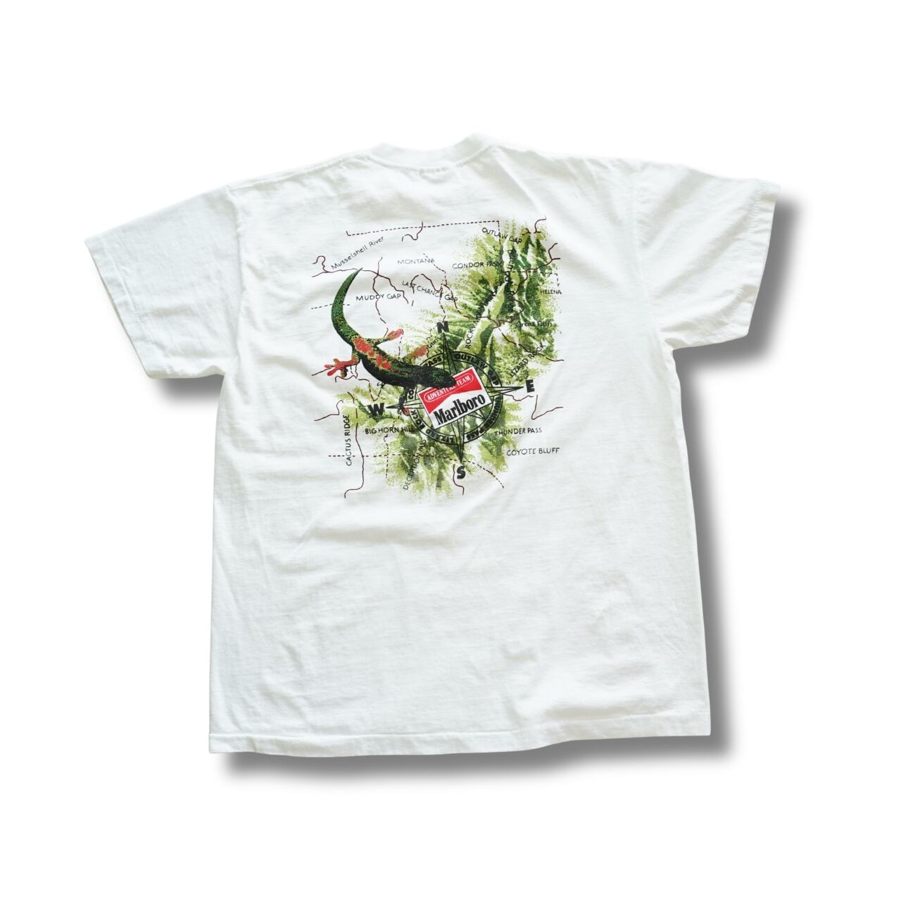 Marlboro マルボロ Adventure Team リザード トカゲ ポケットTシャツ L XL|NA887 NA888 NA889
