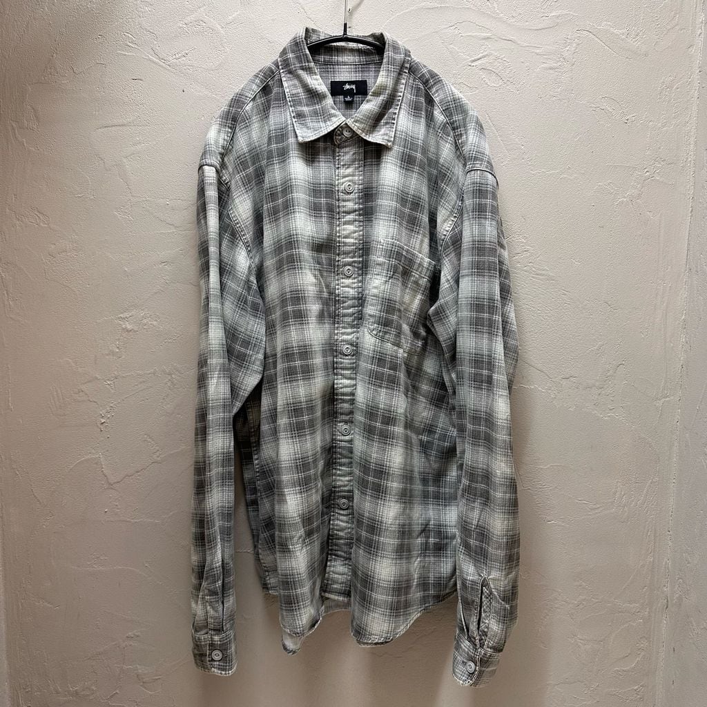 STUSSY グレー・チェック柄 つなぎ L Stussy ステューシー DAX PRINTED SHIRT チェックシャツ グレー size:L