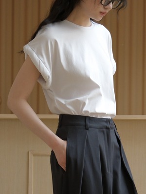 rolled up sleeve t-shirts 2colors 【202320456】