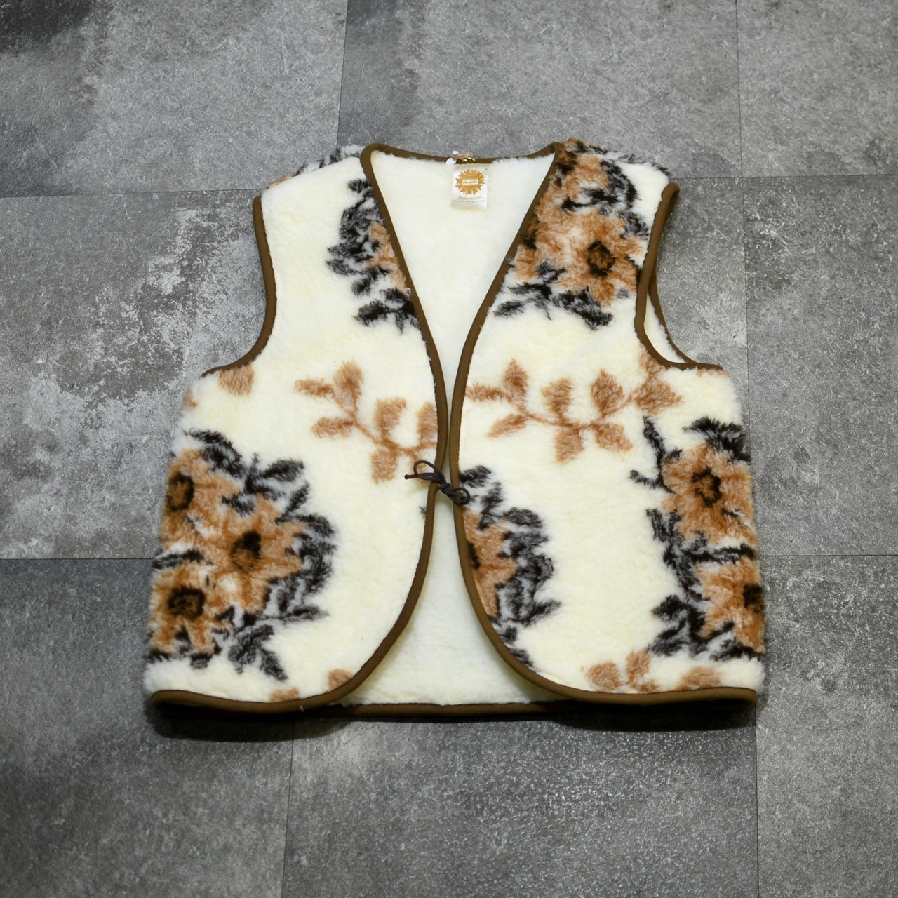botanical pattern boa vest
